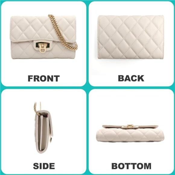 Clutch Purses for Women with Quilted Designs, Beige - Picture 5 of 6